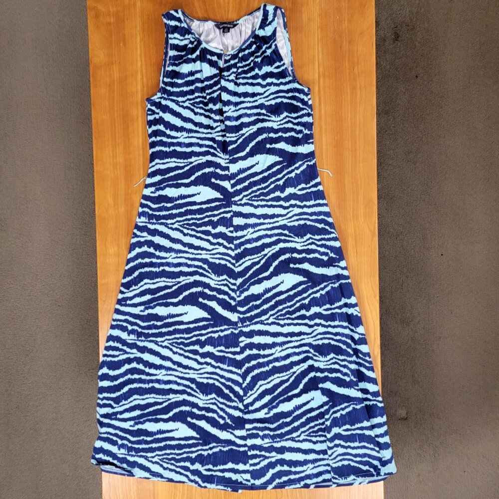 Lands' End Sleeveless Blue Aqua Tiger Print Keyhole A-Line Maxi Sundress - S - Picture 3 of 9